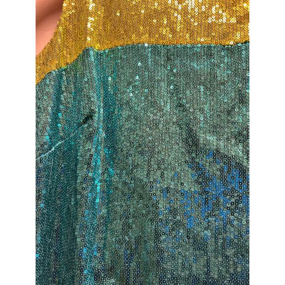 Gabby Skye Blue Green Color Block Sleeveless Sequin Dress, Size 8 - Picture 7 of 11